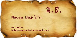 Macsa Baján névjegykártya